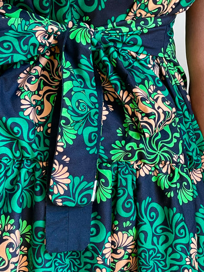 African print dress detail